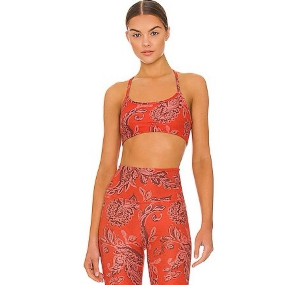 Beyond Yoga Women's Medium Chai Paprika Paisley Biker Shorts - Picture 5 of 6